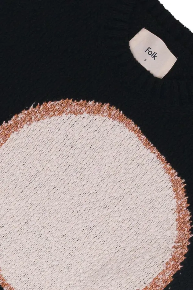 Folk Clothing Chain Crew 8211 Black Ecru Dot Mens Knitwear
