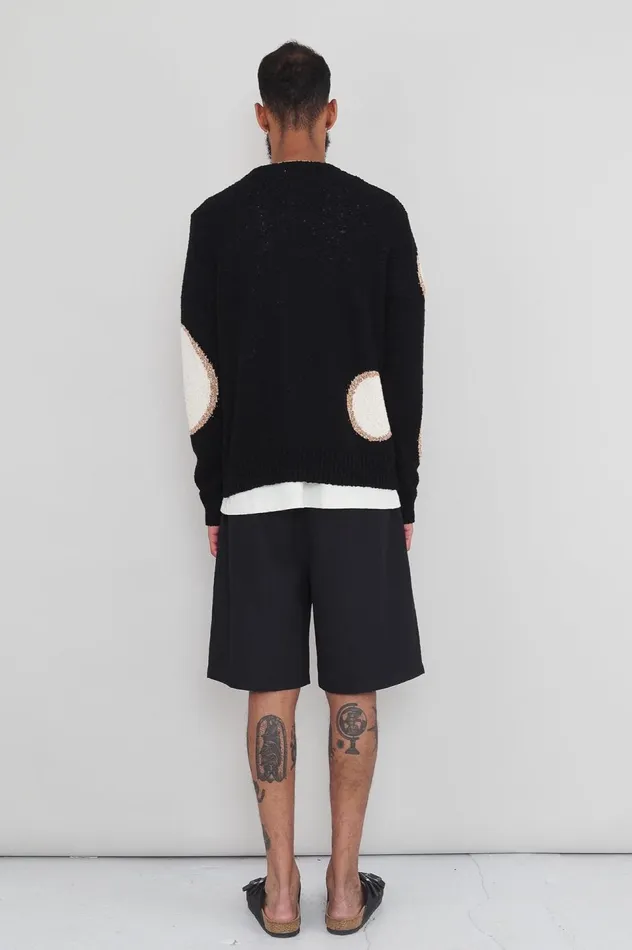Folk Clothing Chain Crew 8211 Black Ecru Dot Mens Knitwear