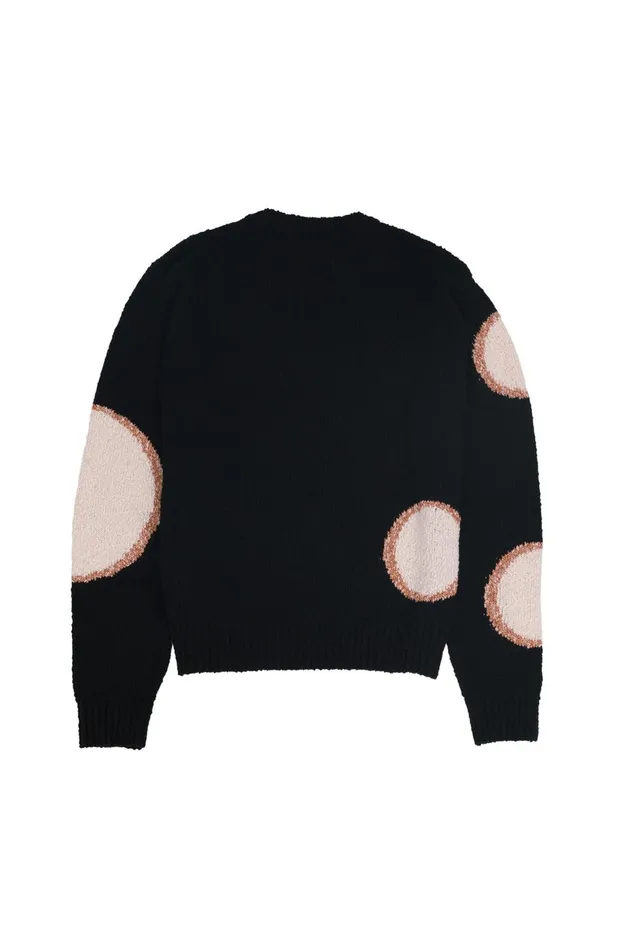 Folk Clothing Chain Crew 8211 Black Ecru Dot Mens Knitwear