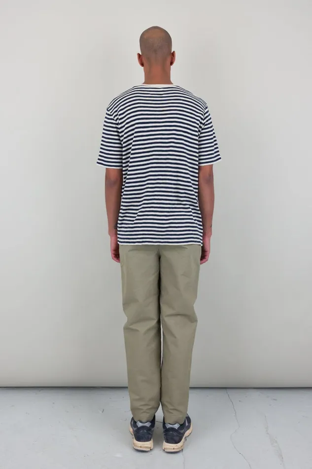 Folk Clothing Classic Stripe TShirt 8211 Ecru Navy Mens TShirts