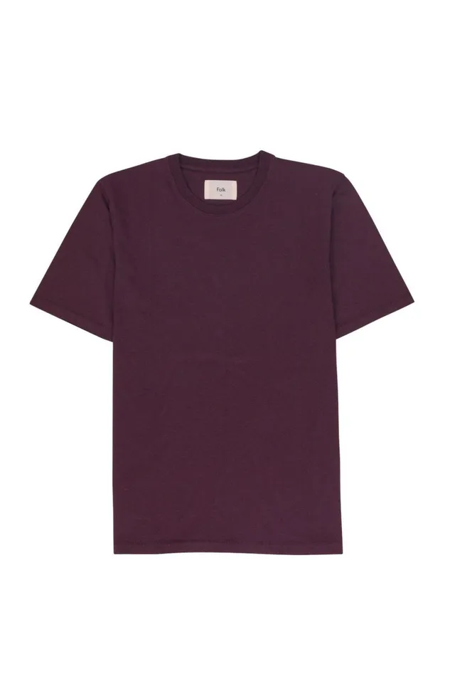 Folk Clothing Contrast Sleeve TShirt 8211 Black Cherry Mens TShirts