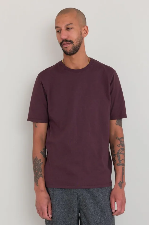 Folk Clothing Contrast Sleeve TShirt 8211 Black Cherry Mens TShirts