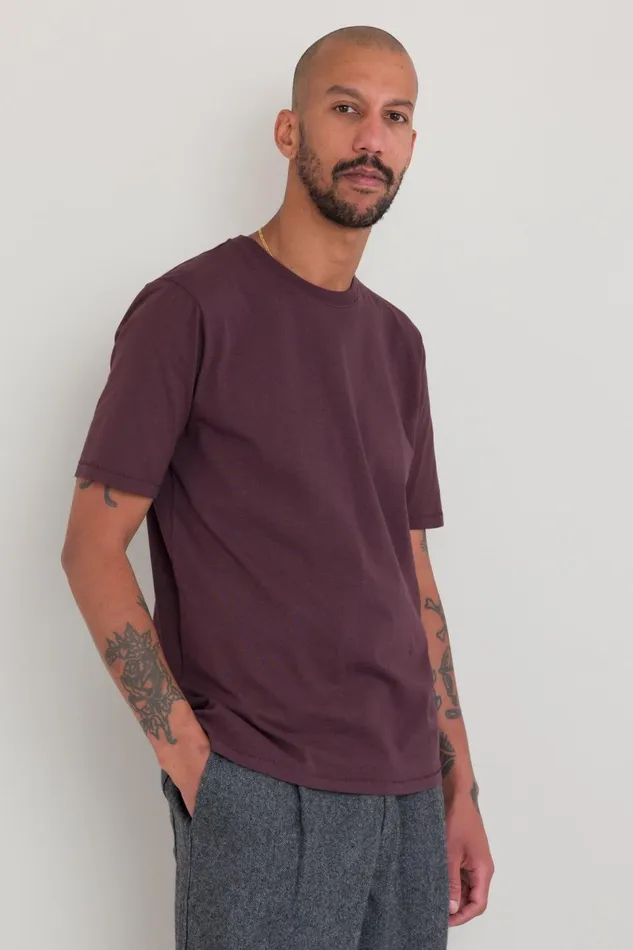 Folk Clothing Contrast Sleeve TShirt 8211 Black Cherry Mens TShirts
