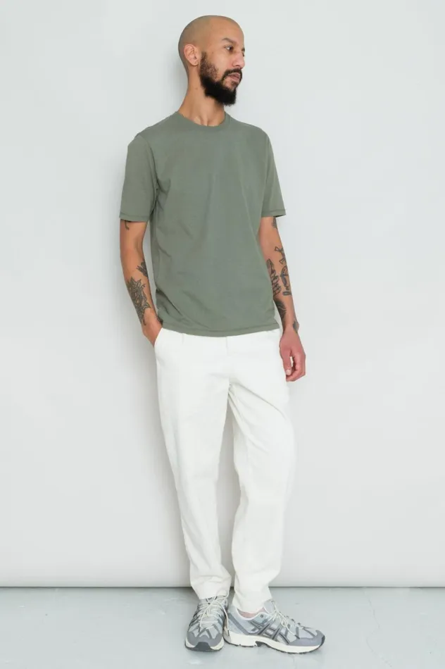 Folk Clothing Contrast Sleeve TShirt 8211 Dark Sage Mens TShirts