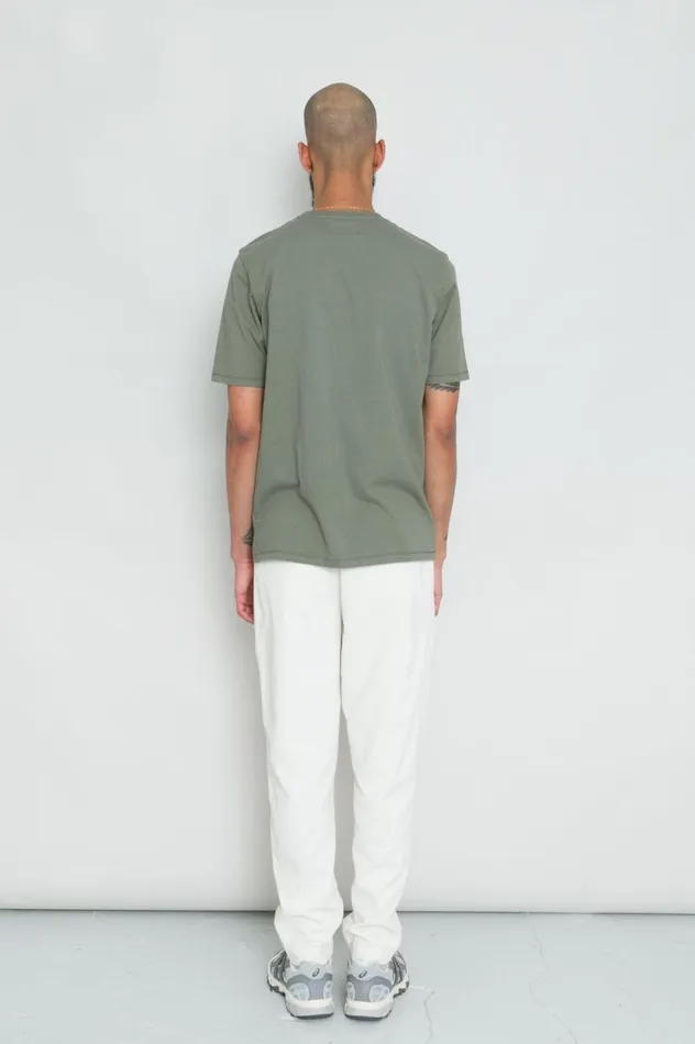 Folk Clothing Contrast Sleeve TShirt 8211 Dark Sage Mens TShirts