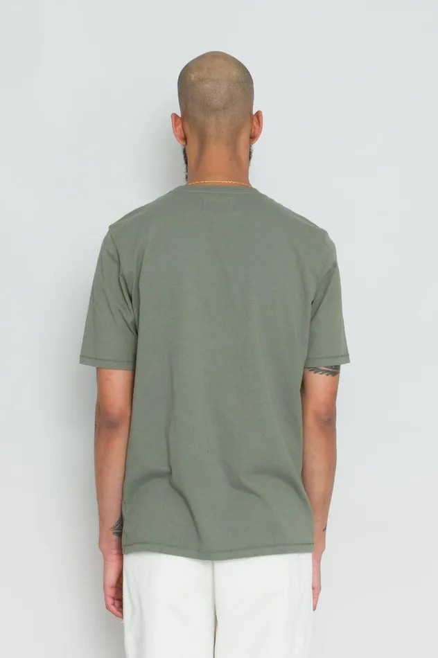 Folk Clothing Contrast Sleeve TShirt 8211 Dark Sage Mens TShirts