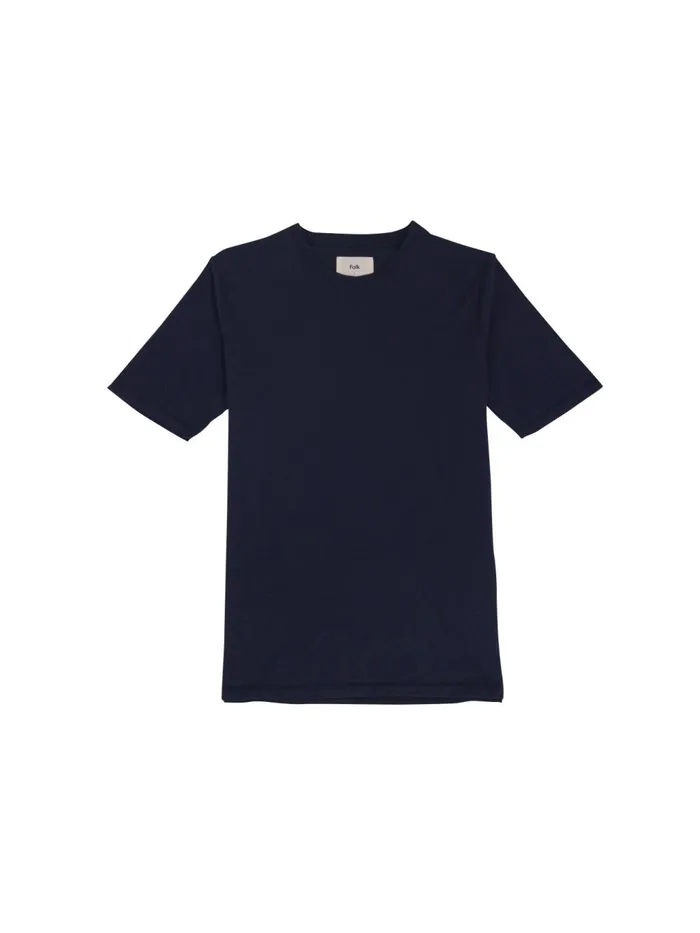 Folk Clothing Contrast Sleeve TShirt 8211 Navy Mens TShirts