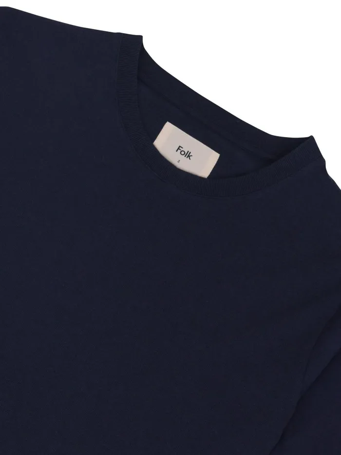 Folk Clothing Contrast Sleeve TShirt 8211 Navy Mens TShirts