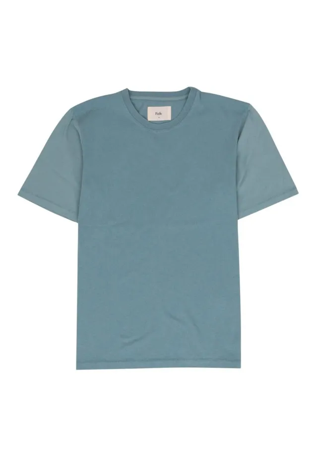 Folk Clothing Contrast Sleeve TShirt 8211 Spruce Green Mens TShirts