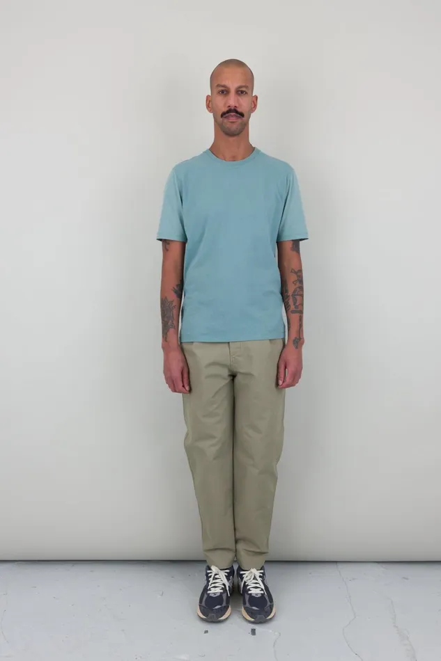 Folk Clothing Contrast Sleeve TShirt 8211 Spruce Green Mens TShirts