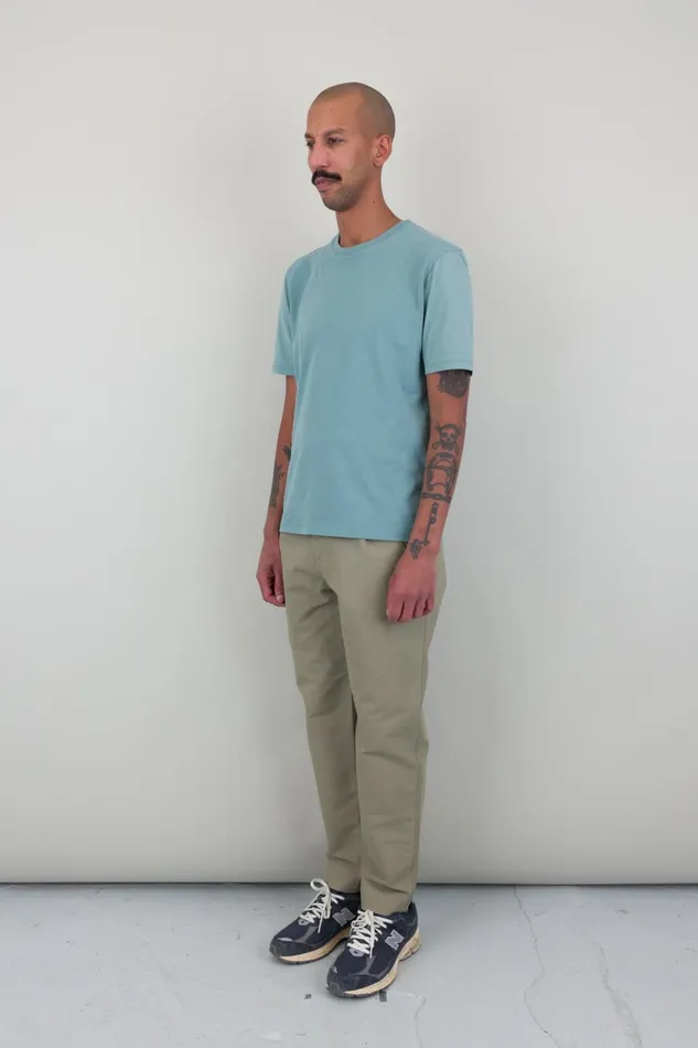Folk Clothing Contrast Sleeve TShirt 8211 Spruce Green Mens TShirts