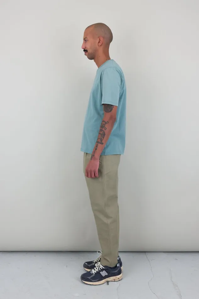 Folk Clothing Contrast Sleeve TShirt 8211 Spruce Green Mens TShirts