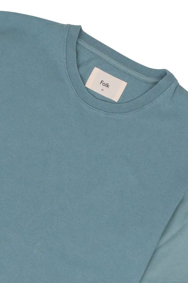 Folk Clothing Contrast Sleeve TShirt 8211 Spruce Green Mens TShirts