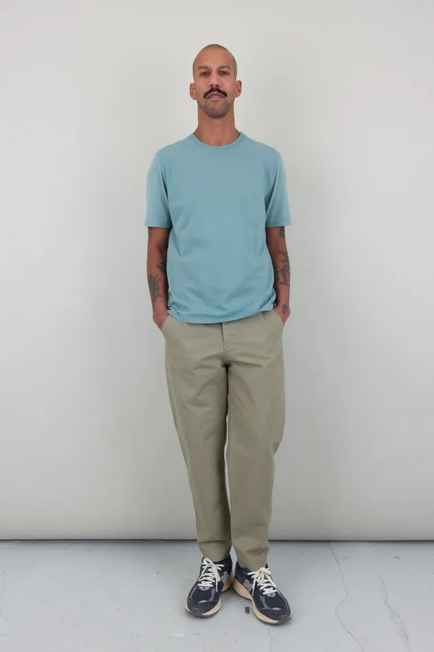 Folk Clothing Contrast Sleeve TShirt 8211 Spruce Green Mens TShirts