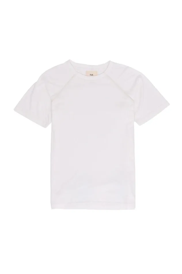 Folk Clothing Engineered Raglan TShirt SS 8211 White Mens TShirts