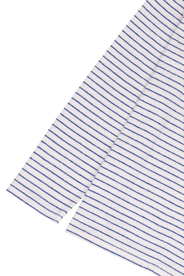 Folk Clothing LS Textured Stripe TShirt 8211 Ecru Bright Blue Mens TShirts
