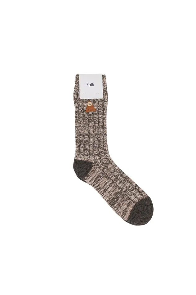 Folk Clothing Melange Wool Sock 8211 Dark Sage Melange MensWomens Socks