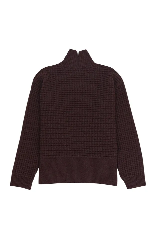 Folk Clothing Open Funnel Neck Jumper 8211 Coffee Womens Knitwear