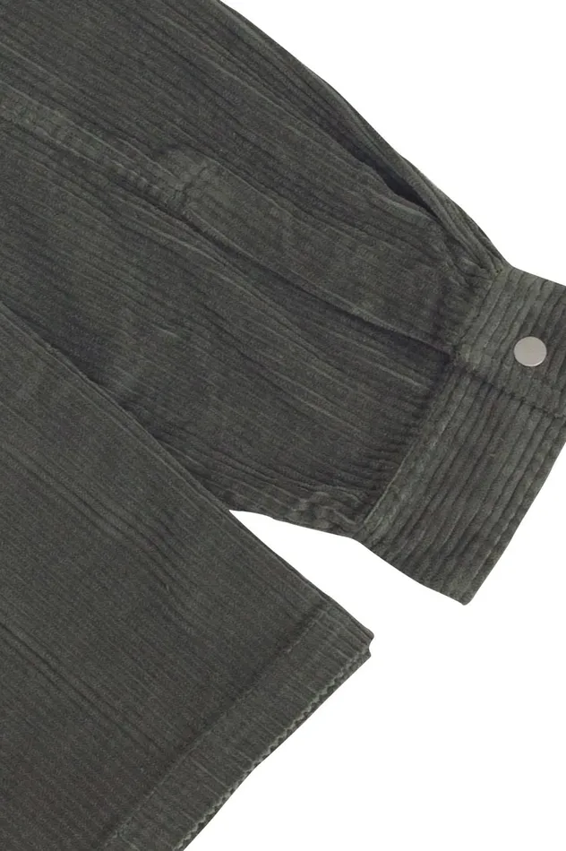 Folk Clothing Patch Overshirt 8211 Dark Sage Heavy Cord Mens Shirts