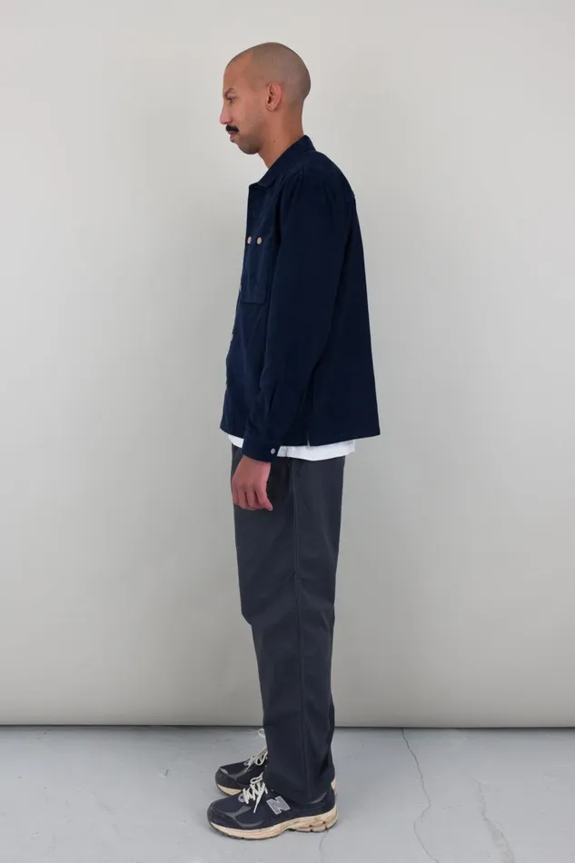 Folk Clothing Patch Overshirt 8211 Indigo Blue Microcheck Cord Mens Shirts