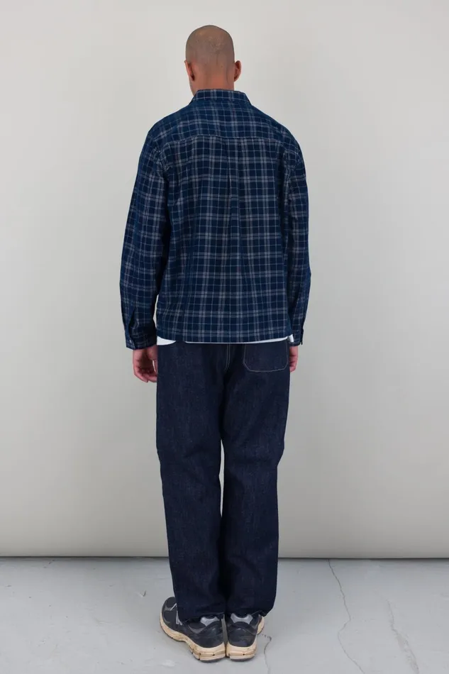 Folk Clothing Patch Overshirt 8211 Navy Check Cord Mens Shirts
