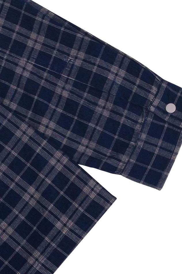 Folk Clothing Patch Overshirt 8211 Navy Check Cord Mens Shirts