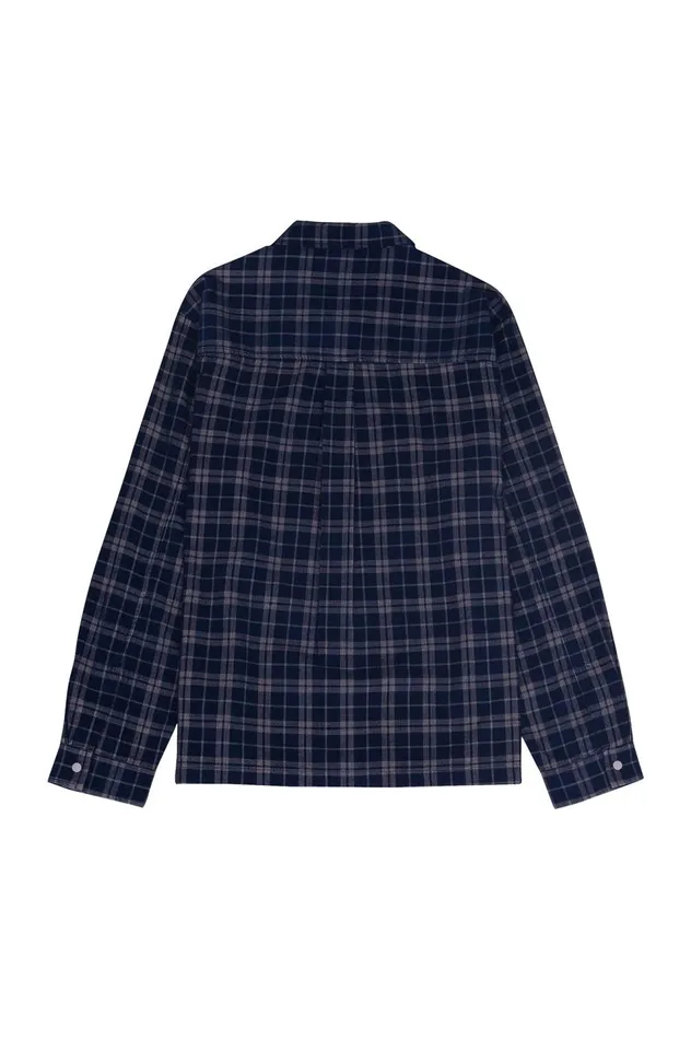 Folk Clothing Patch Overshirt 8211 Navy Check Cord Mens Shirts