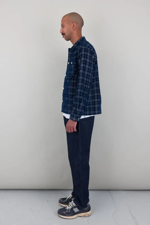 Folk Clothing Patch Overshirt 8211 Navy Check Cord Mens Shirts