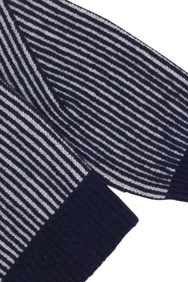 Folk Clothing Plated Rib Crew 8211 Navy Ecru Mens Knitwear