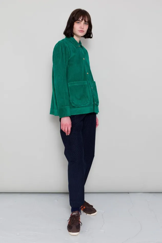 Folk Clothing Pleated Shirt 8211 Emerald Cord Womens Shirting