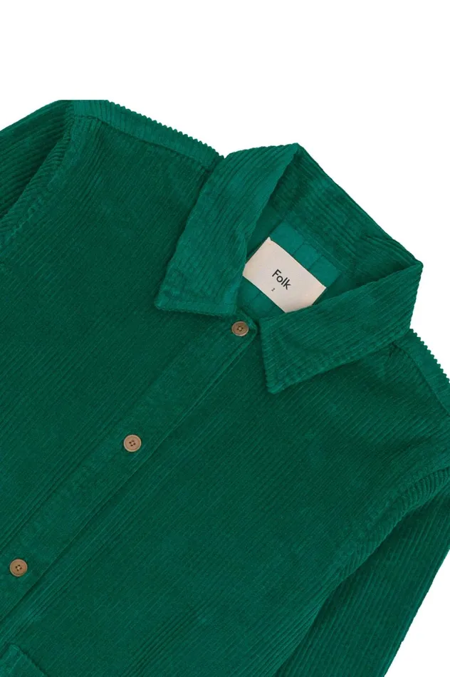 Folk Clothing Pleated Shirt 8211 Emerald Cord Womens Shirting