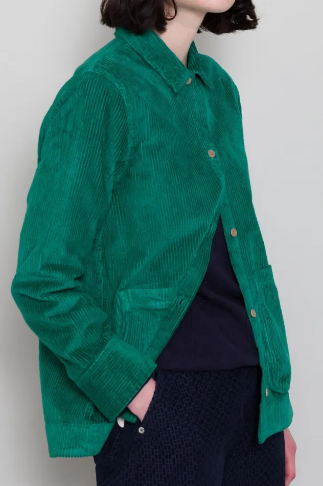 Folk Clothing Pleated Shirt 8211 Emerald Cord Womens Shirting