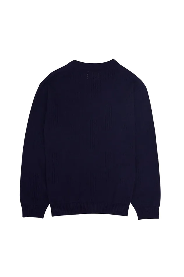 Folk Clothing Pointelle Crew 8211 Dark Navy Womens Knitwear