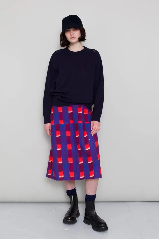 Folk Clothing Pointelle Crew 8211 Dark Navy Womens Knitwear
