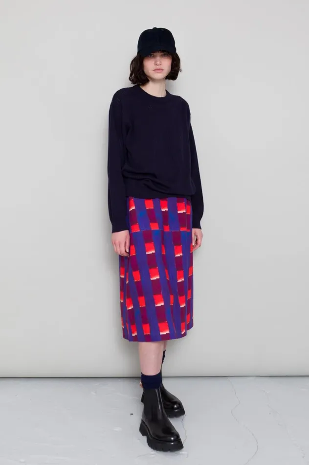 Folk Clothing Pointelle Crew 8211 Dark Navy Womens Knitwear