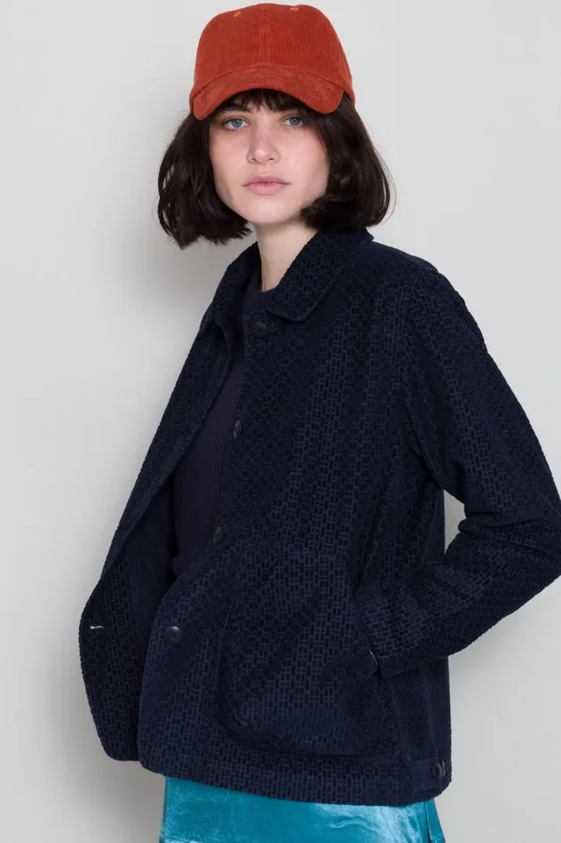Folk Clothing Prism Jacket 8211 Navy Textured Cord Womens Outerwear