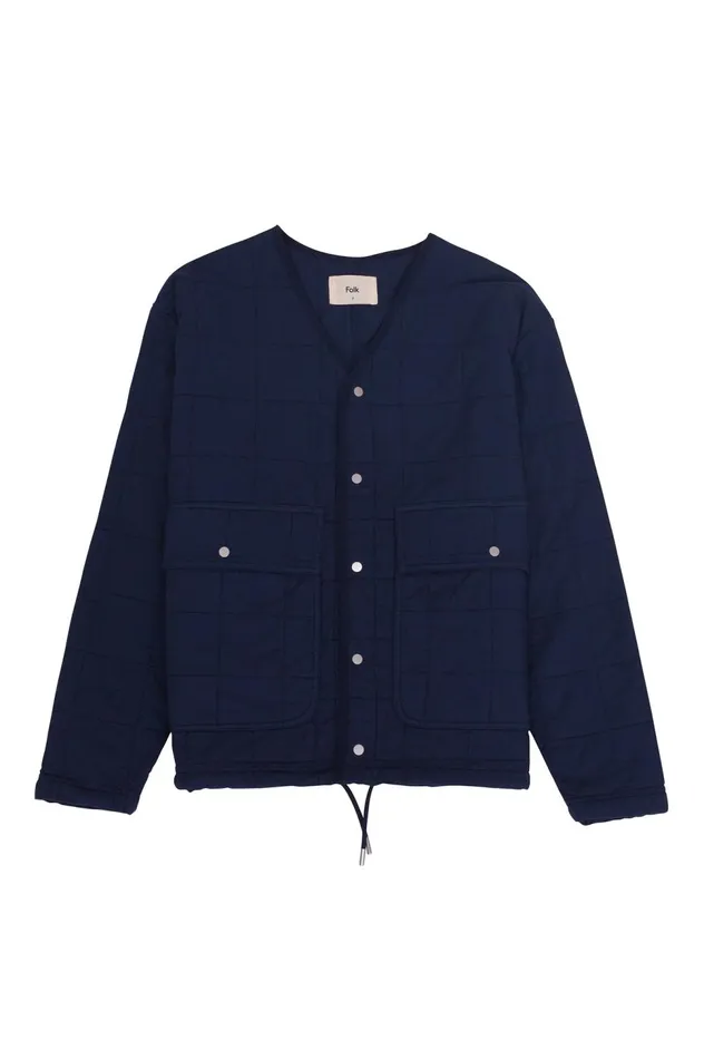 Folk Clothing Quilted Boxy Jacket 8211 Soft Navy Womens Outerwear