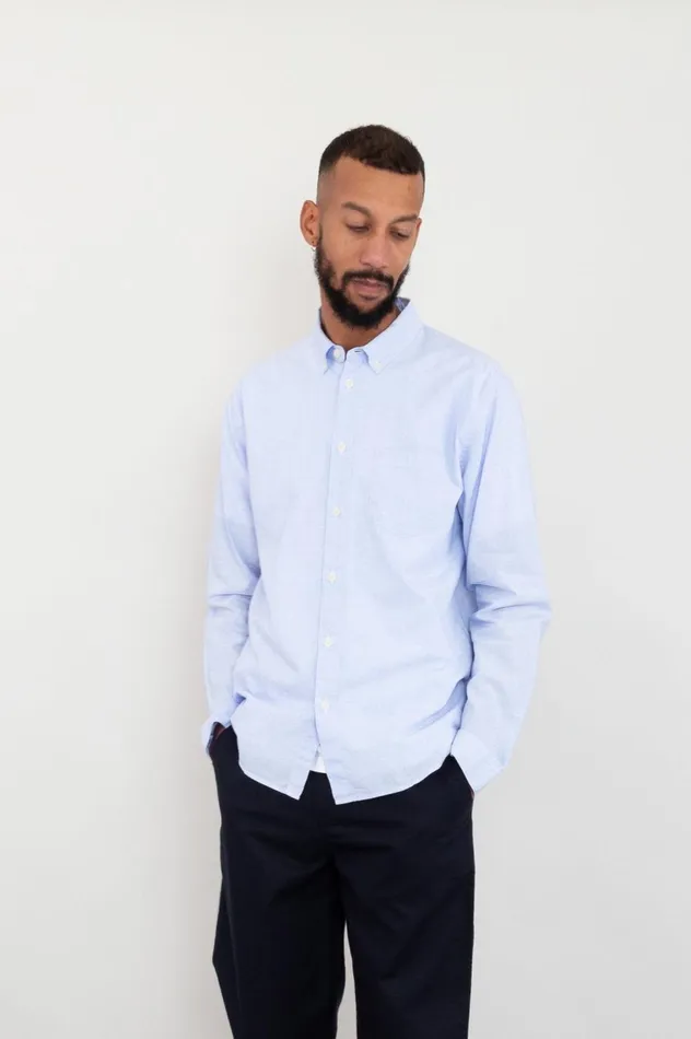 Folk Clothing Relaxed Fit Shirt 8211 Blue Texture Mens Shirts