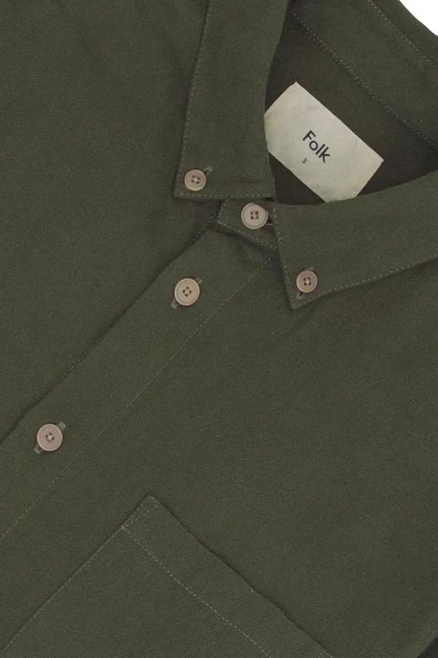 Folk Clothing Relaxed Fit Shirt 8211 Dark Sage Flannel Mens Shirts