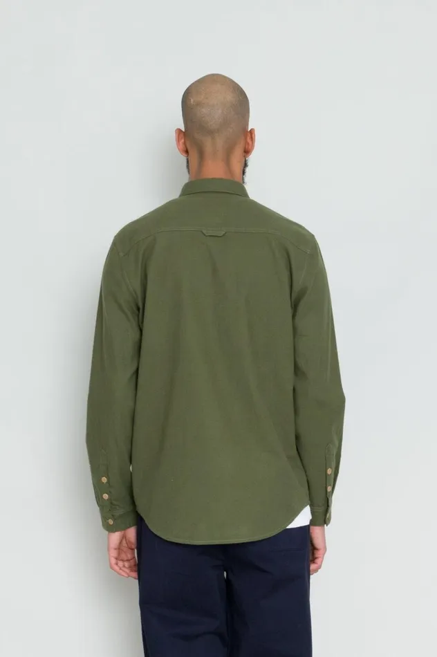 Folk Clothing Relaxed Fit Shirt 8211 Dark Sage Flannel Mens Shirts