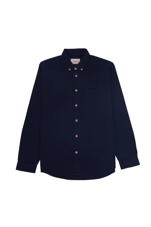 Folk Clothing Relaxed Fit Shirt 8211 Navy Flannel Mens Shirts