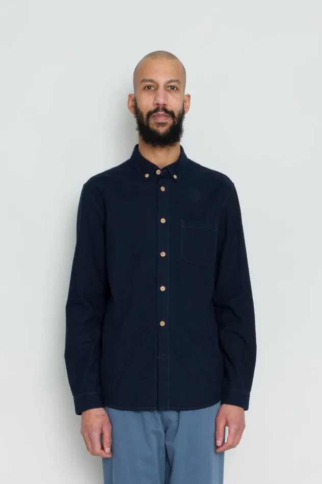Folk Clothing Relaxed Fit Shirt 8211 Navy Flannel Mens Shirts