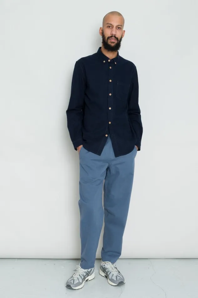 Folk Clothing Relaxed Fit Shirt 8211 Navy Flannel Mens Shirts
