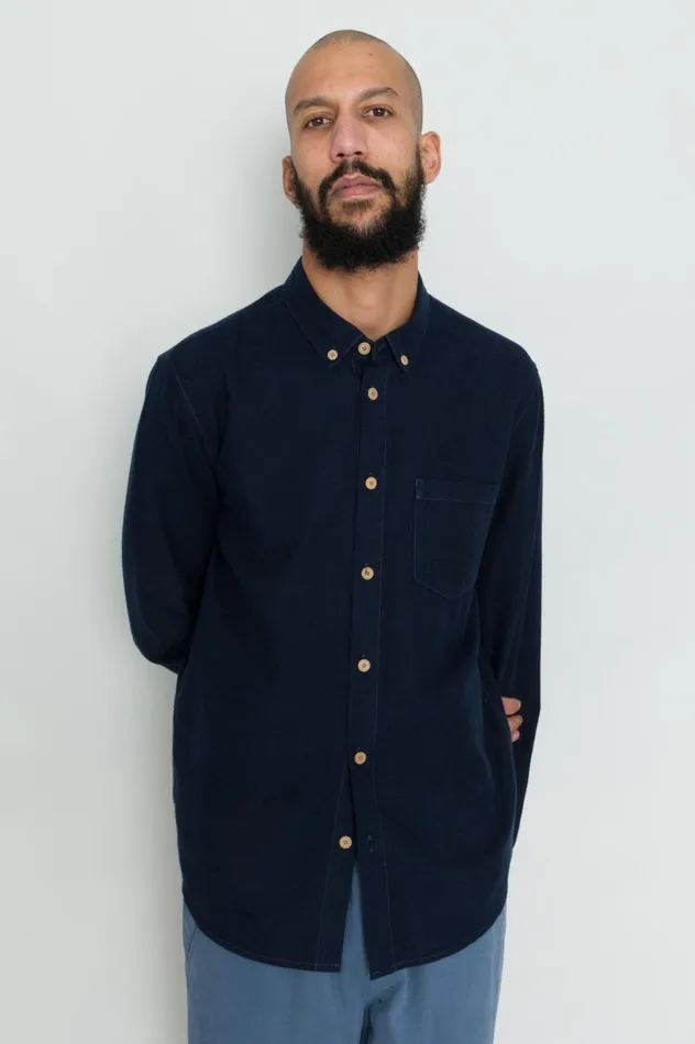 Folk Clothing Relaxed Fit Shirt 8211 Navy Flannel Mens Shirts