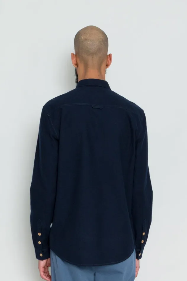 Folk Clothing Relaxed Fit Shirt 8211 Navy Flannel Mens Shirts