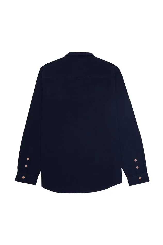 Folk Clothing Relaxed Fit Shirt 8211 Navy Flannel Mens Shirts