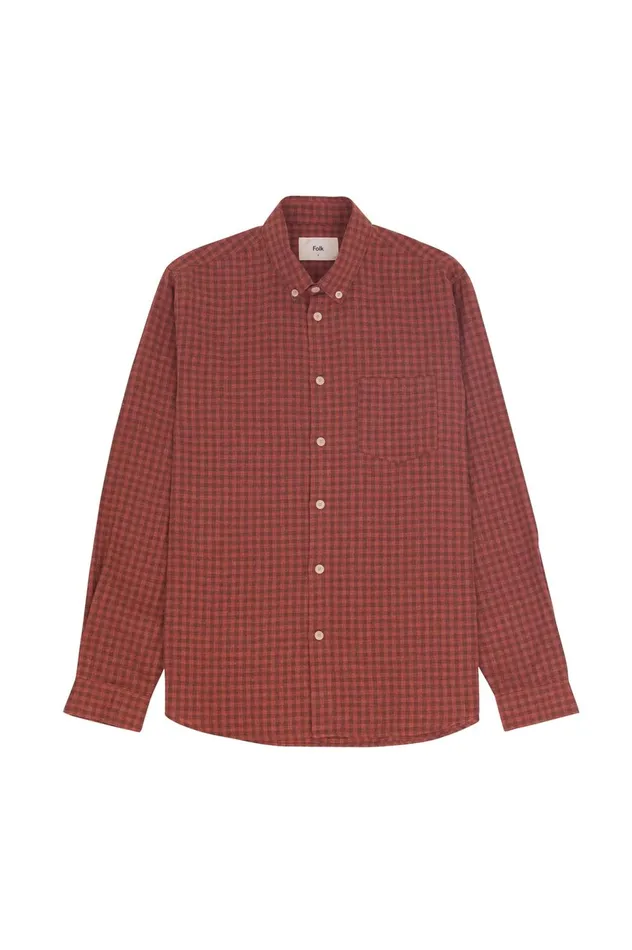 Folk Clothing Relaxed Fit Shirt 8211 Rust Gingham Mens Shirts