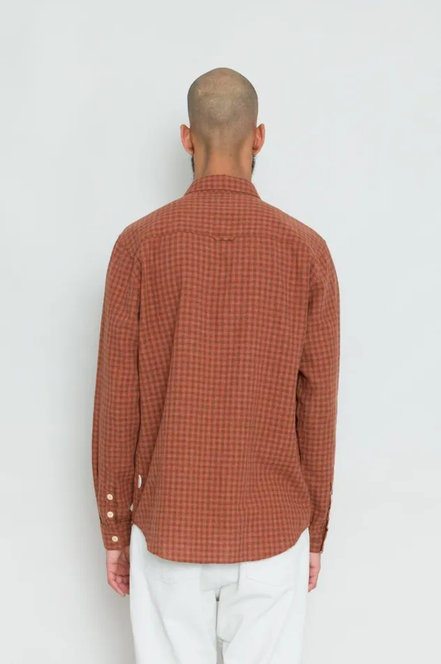 Folk Clothing Relaxed Fit Shirt 8211 Rust Gingham Mens Shirts
