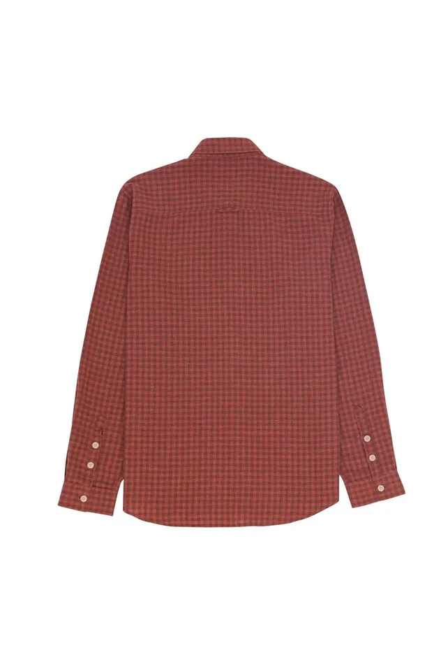 Folk Clothing Relaxed Fit Shirt 8211 Rust Gingham Mens Shirts