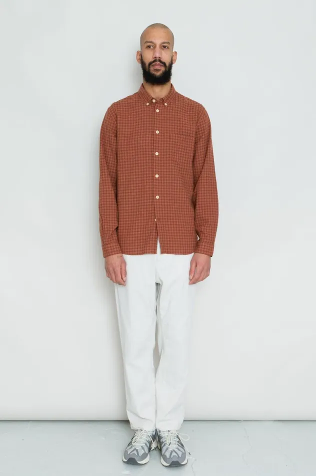 Folk Clothing Relaxed Fit Shirt 8211 Rust Gingham Mens Shirts